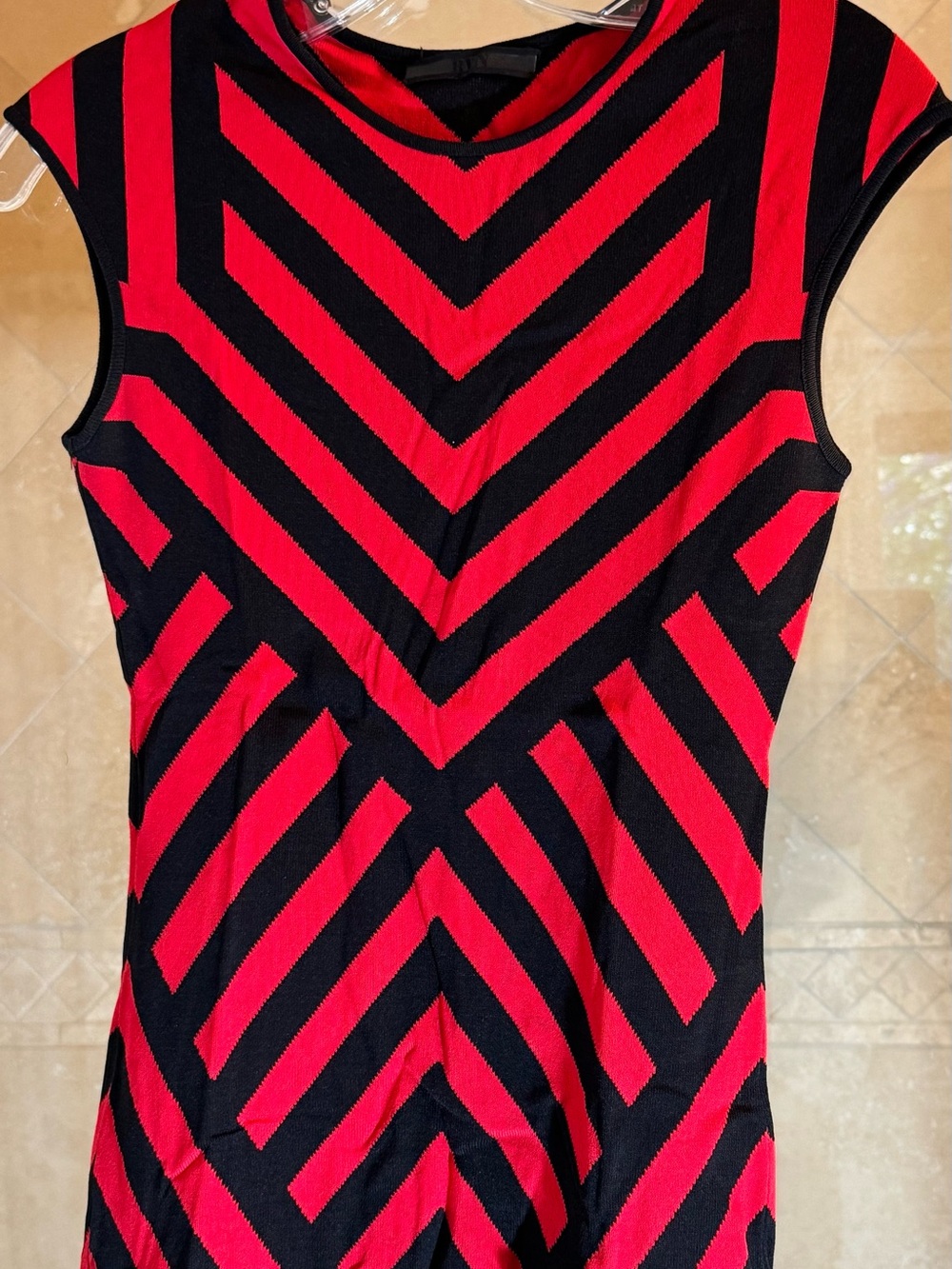 RVN Red and Black Chevron Knit Top